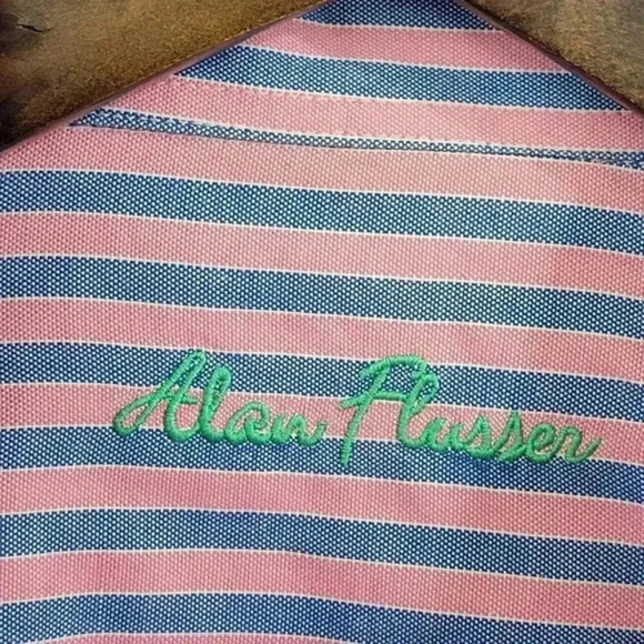 Alan Flusser Mens Pink & Blue Striped Cotton Button-Up Shirt Size M‎ - Picture 3 of 6
